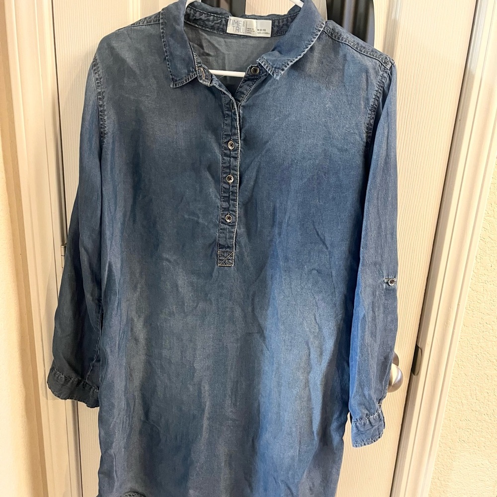 Blue Jean Denim Long Sleeve Denim Shirt Womens Size Medium